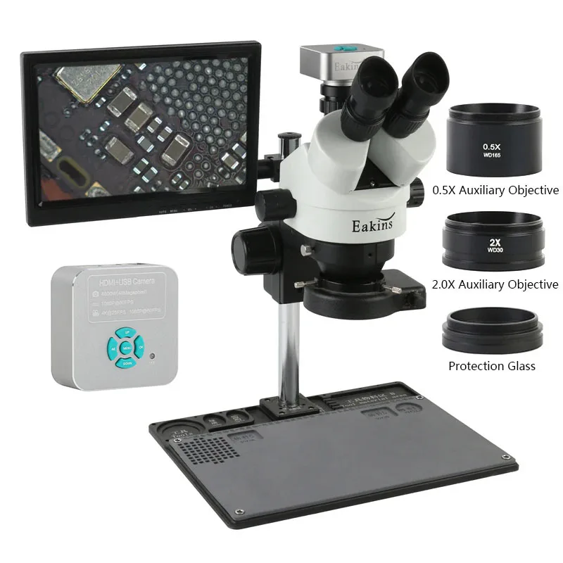 Simul-Focal Industrial Microscope 4K Hdmi - 7X 45X Zoom Промышленный SIM-фокальный HDMI