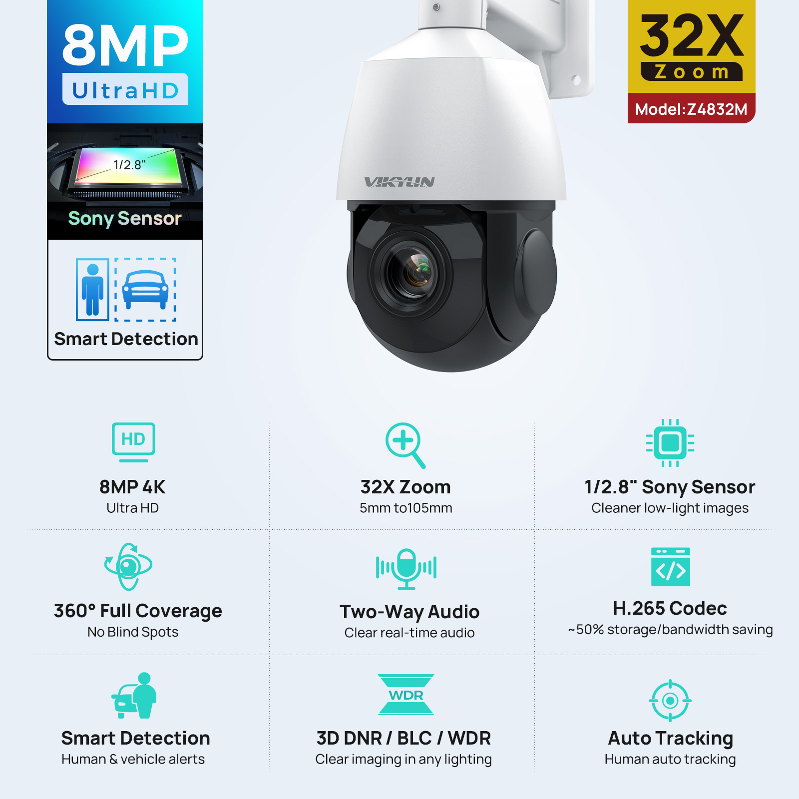 4K Microscope Camera Sony Sensor - Камера видеонаблюдения Vikylin 4K 8MP PTZ