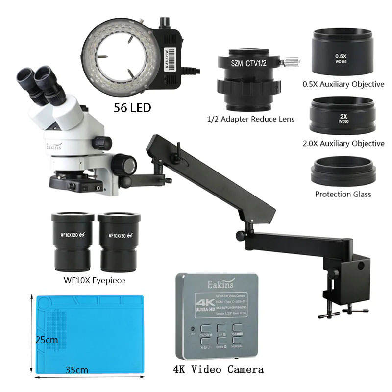Simul-Focal Industrial Microscope 4K Hdmi - Промышленный тринокулярный стереомикроскоп Simul Focal Type-c,