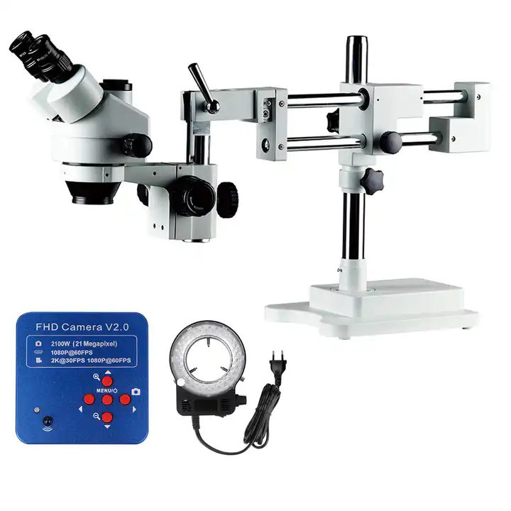 Trinocular Stereo Microscope 7X-45X - Стереомикроскоп с 7-45-кратным зумом, треугольное зеркало
