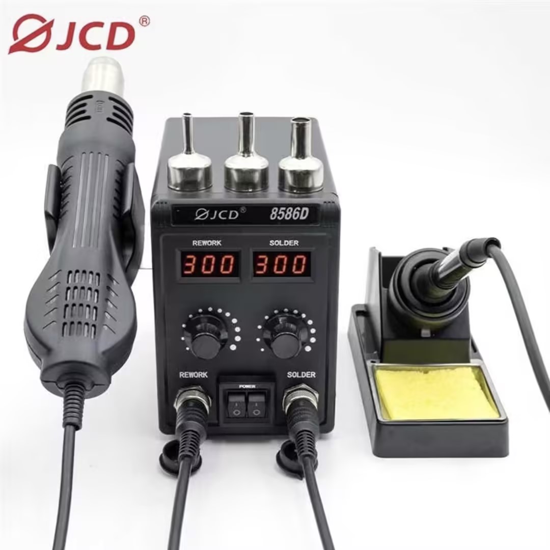 2 In 1 Soldering Rework Station 750W - JCD 8586D Паяльная станция 2-в-1, фен,