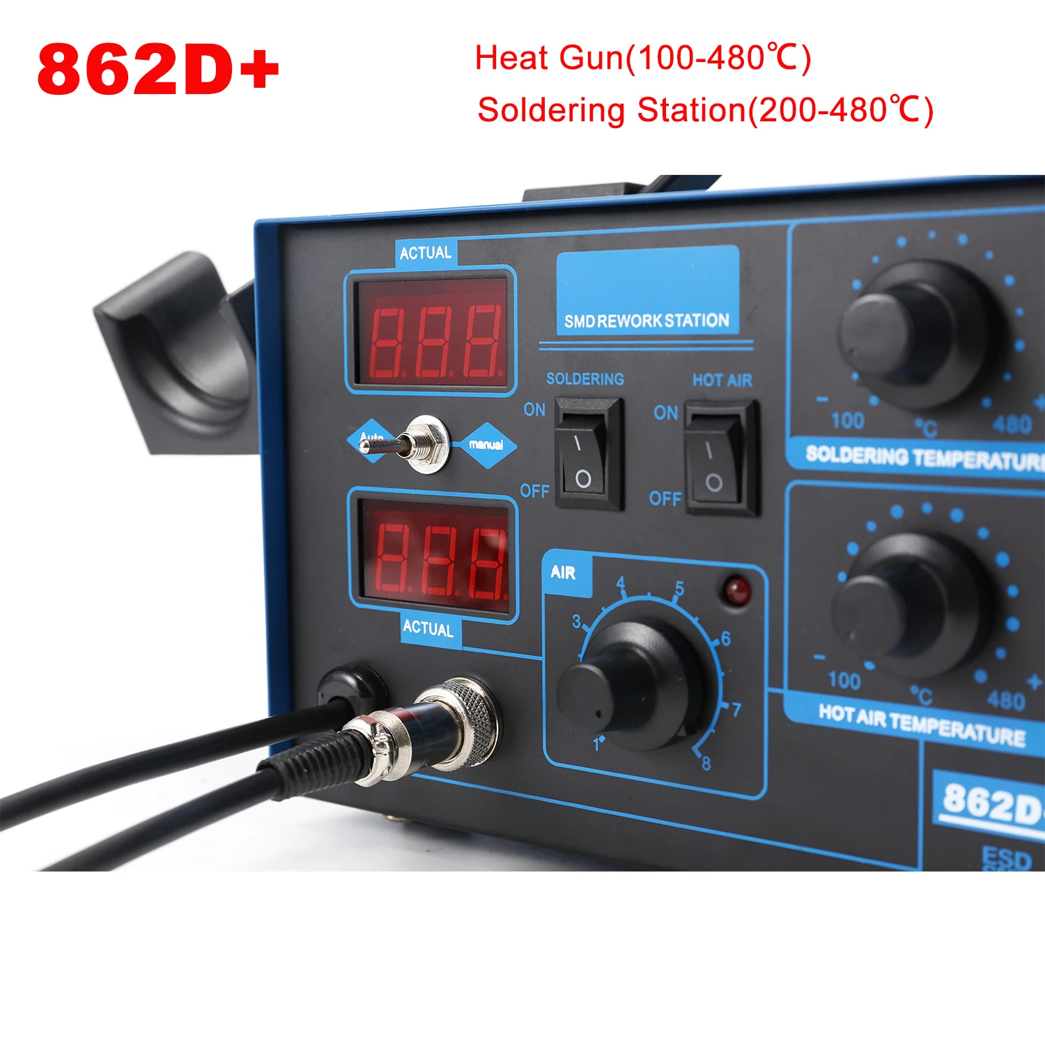 2 In 1 Soldering Rework Station 750W - Паяльная станция 862D+ 2 в 1,