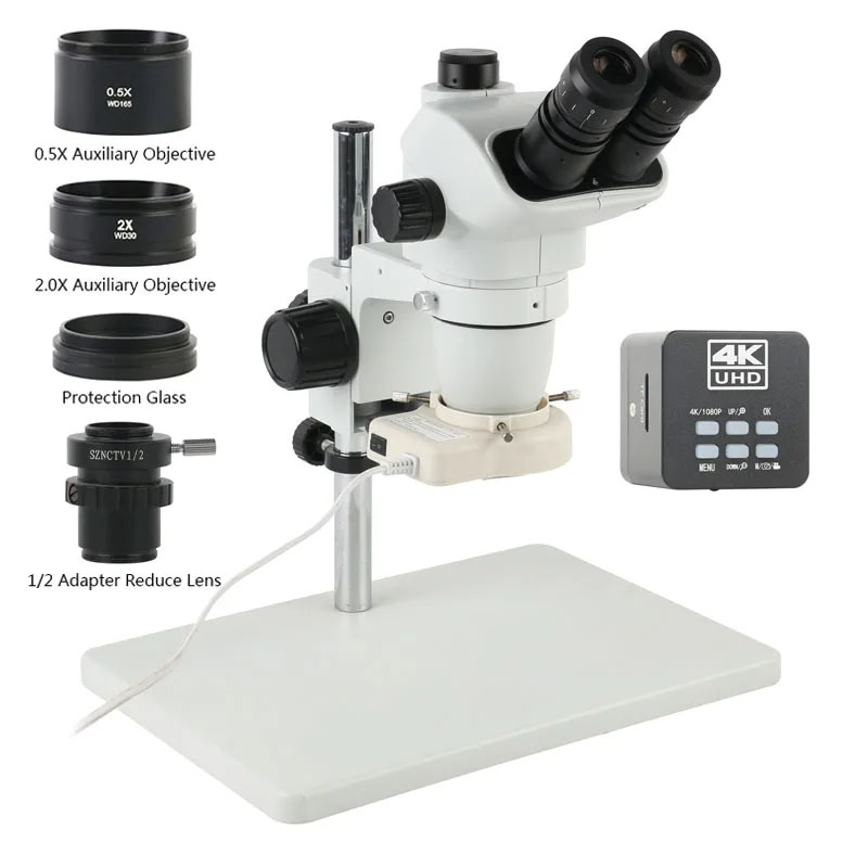 Simul-Focal Industrial Microscope 4K Hdmi - Стереомикроскоп тринокулярный симулфокальный 6.7X45X3.5X с цифровой