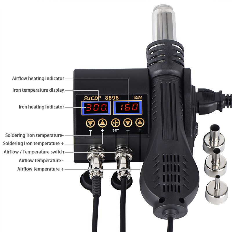 Паяльная станция JCD 2-в-1 750 – обзор и цена 2 In 1 Soldering Rework Station 750W