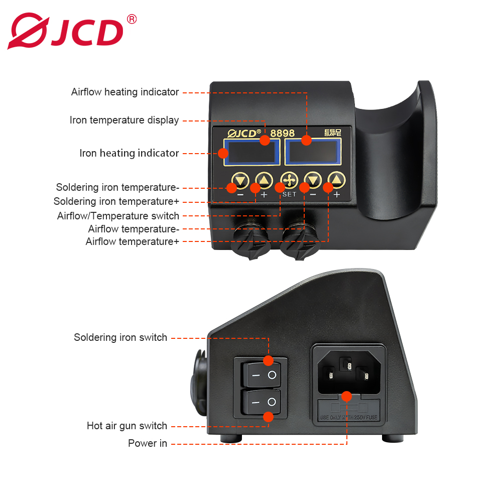Паяльная станция JCD 8898 750W – обзор и цена 2 In 1 Soldering Rework Station 750W