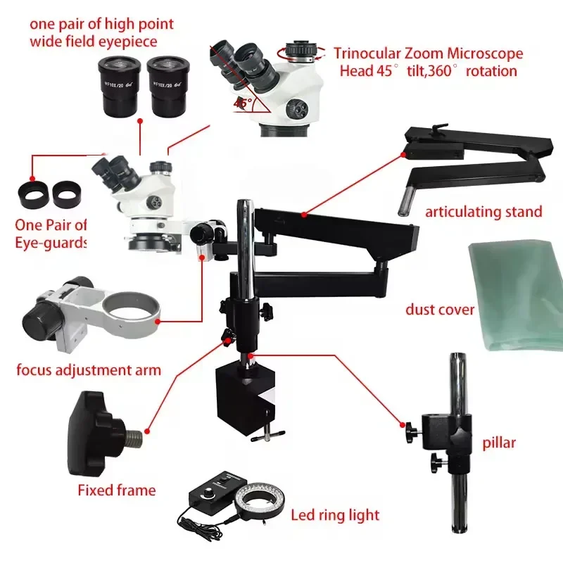 Новый 2026: Стереомикроскоп с  – обзор и цена Articulating Arm Boom Stand Microscope
