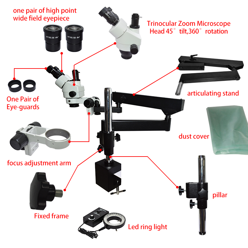 Гибкий подвижный шарнирный кро – обзор и цена Articulating Arm Boom Stand Microscope
