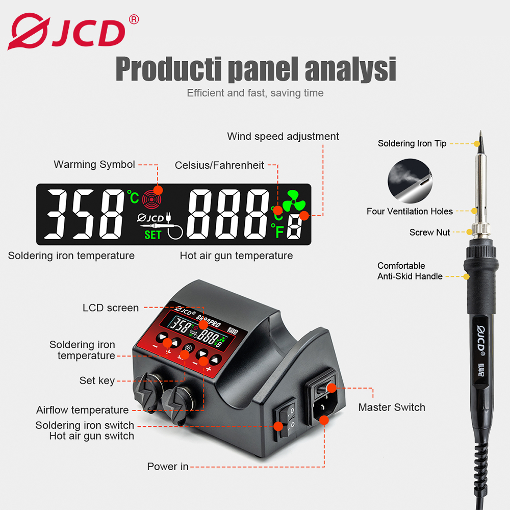 JCD 8898Pro Паяльная станция 2 – обзор и цена 2 In 1 Soldering Rework Station 750W