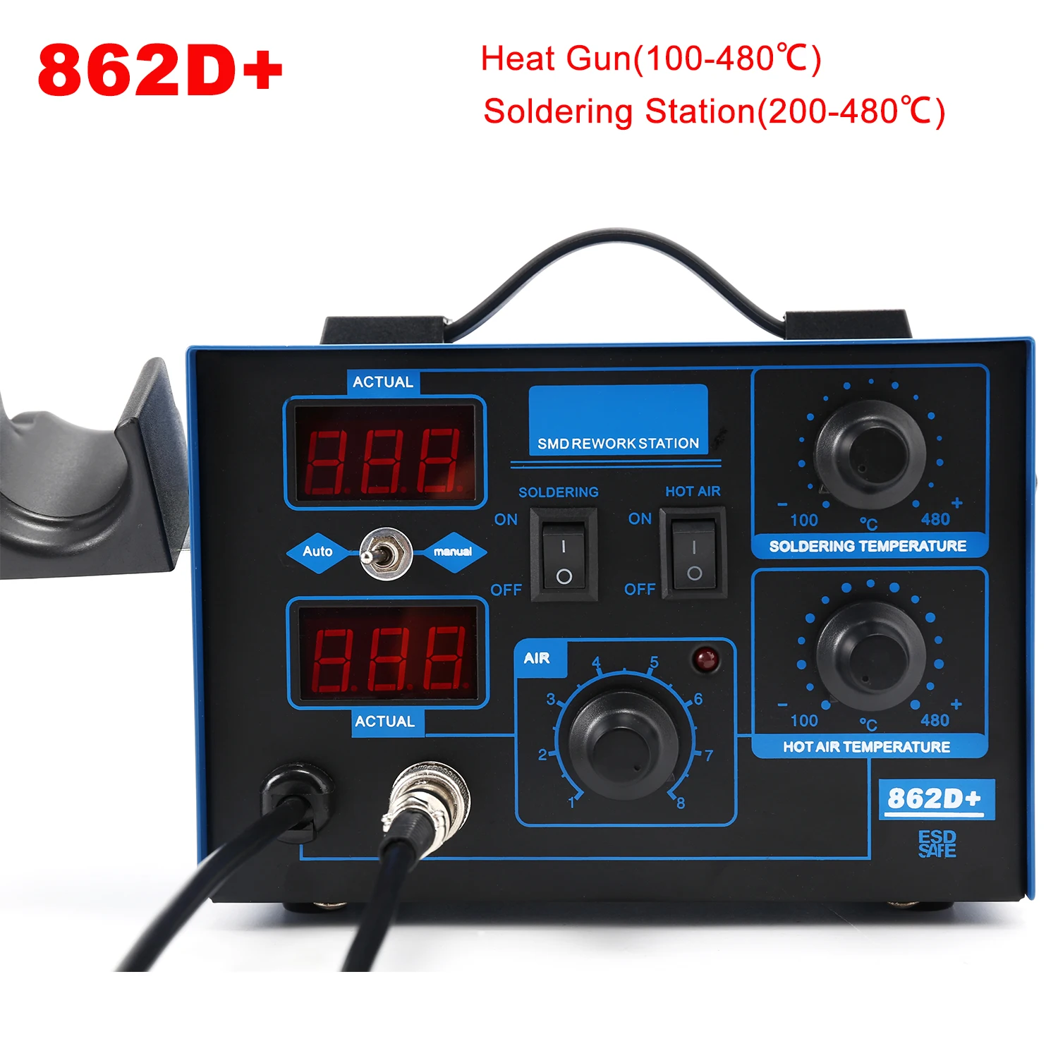 Паяльная станция 862D+ 2 в 1,  – обзор и цена 2 In 1 Soldering Rework Station 750W